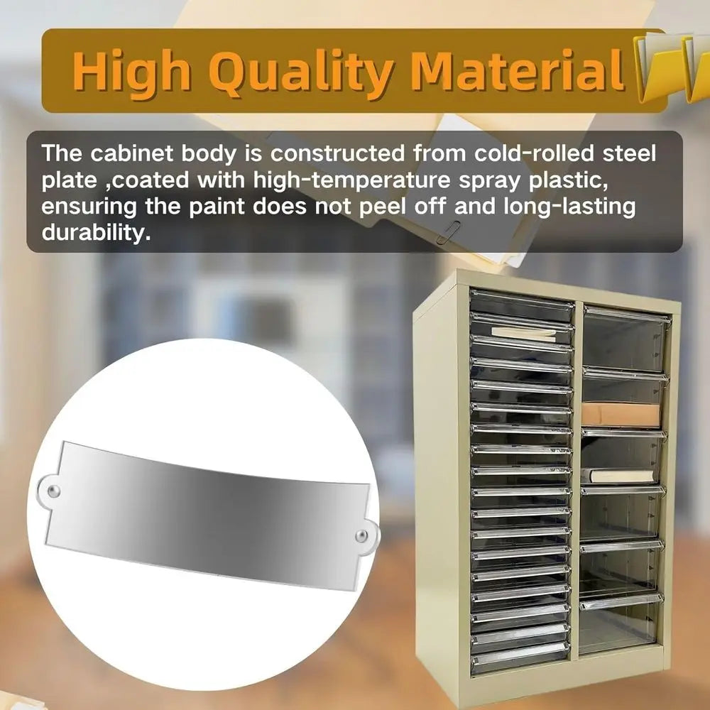 24-Drawer Clear Vertical File Cabinet for Home Office, Ideal for Paperwork and Small Item Storage