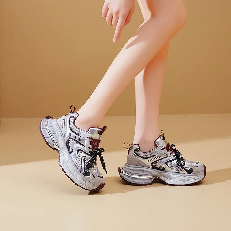 Female Soft Bottom Daddy Shoes Black Autumn and Winter Sports Female New Casual Female Thick Bottom Increase Warm Running
