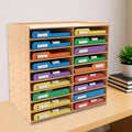 9-Tier Desktop File Organizer,18 Compartments Magazine Rack, 5mm Thick Planks for Document Storage,Space-Saving Vertical Design