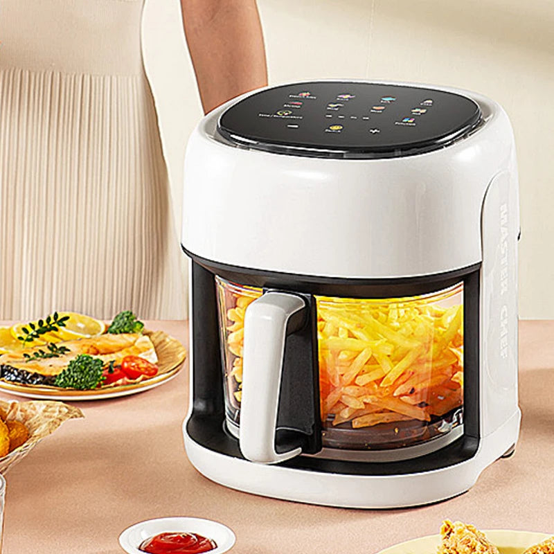 Smart Electric Air Fryer Large Capacity Convection Oven - Oil-Free Deep Fryer with 360° Baking Viewable Window for Home Kitchen