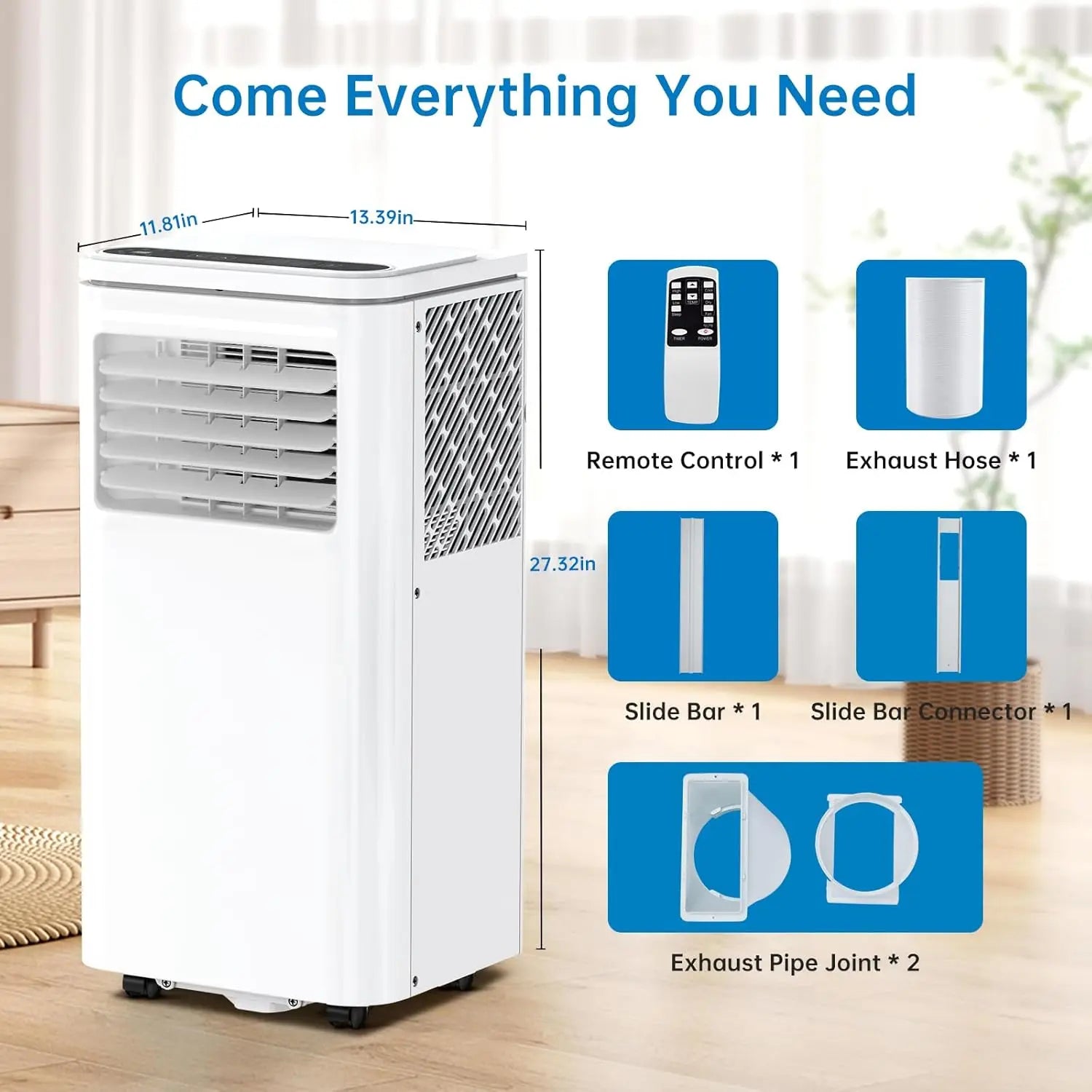 10000 BTU Portable Air Conditioners 3 in 1 Portable AC Unit with Fan & Dehumidifier Remote Control LCD Display, 24H Timer