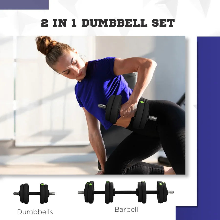 33LBS 2-in-1 Adjustable Barbell and Dumbbells Set Weights Set with Non-slip Handles for Men and Women Home Gym Training