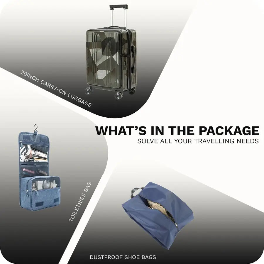 inch Carry On Luggage Expandable Top Opening Clamshell Opening, TSA Approved Carry On Luggage Hard Shell Suitcases, Lightweight