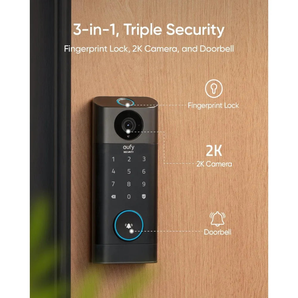 Video Smart Lock S330, 3-in-1 Camera+Doorbell+Fingerprint Keyless Entry Door Lock, Smart Wi-Fi Deadbolt for Front Door, App Rem