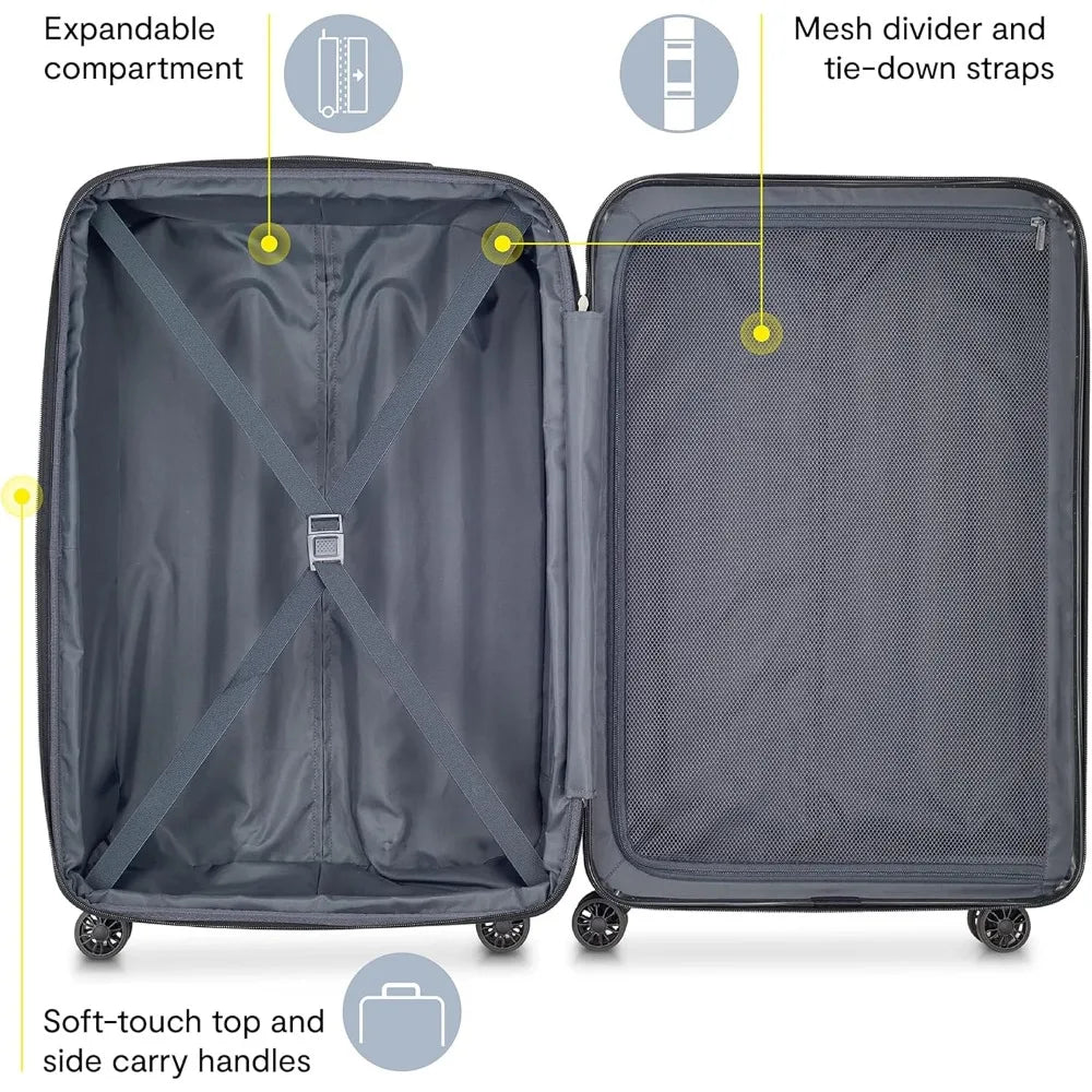 Medium 24 Inch Expandable Luggage with Spinner Wheels in Peony Pink, Hardside Helium Aero Design