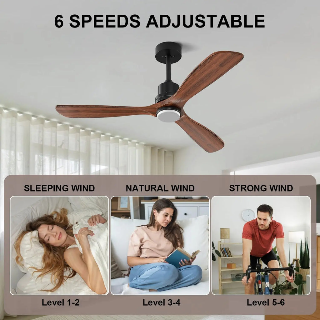 52" Ceiling Fans with Light Remote Control Outdoor Wood Ceiling Fans with LIght for patios Noiseless Reversible DC Motor