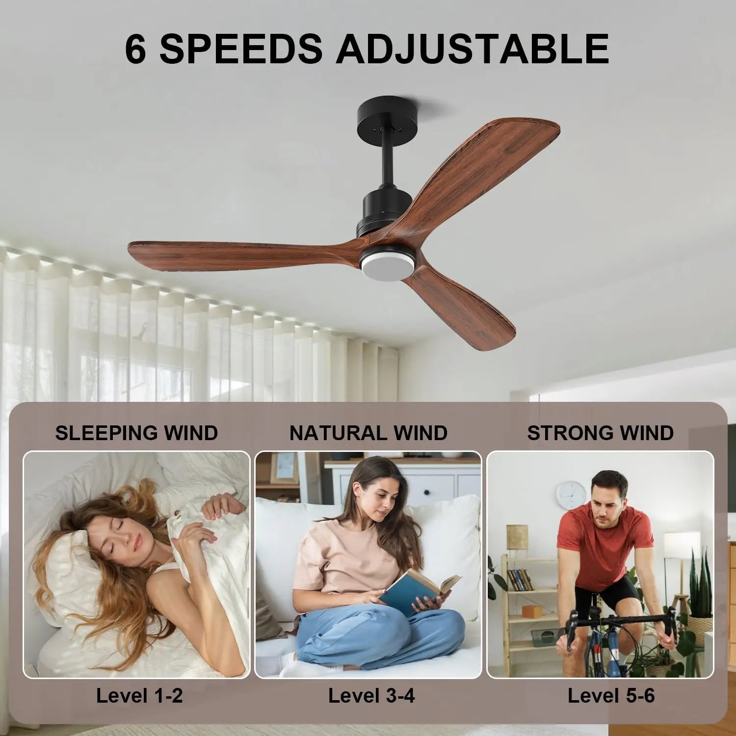 52" Ceiling Fans with Light Remote Control Outdoor Wood Ceiling Fans with LIght for patios Noiseless Reversible DC Motor