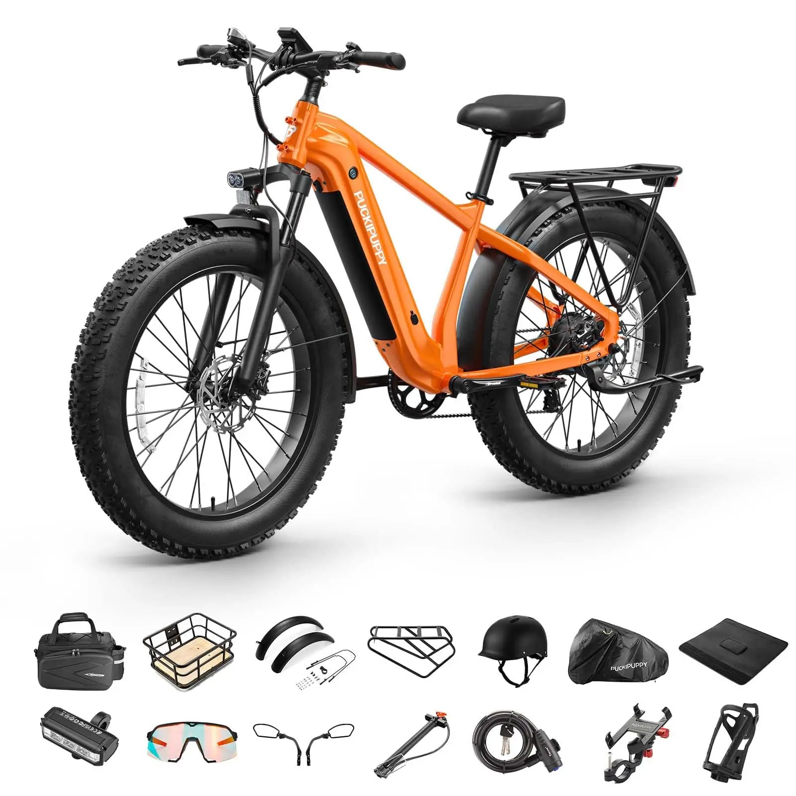 PUCKIPUPPY Beagle II Electric Bike 26"Fat Tire 80Miles Range Electric Mountain Bike 960W 48V 15AH Ebike With 2-Year Warranty