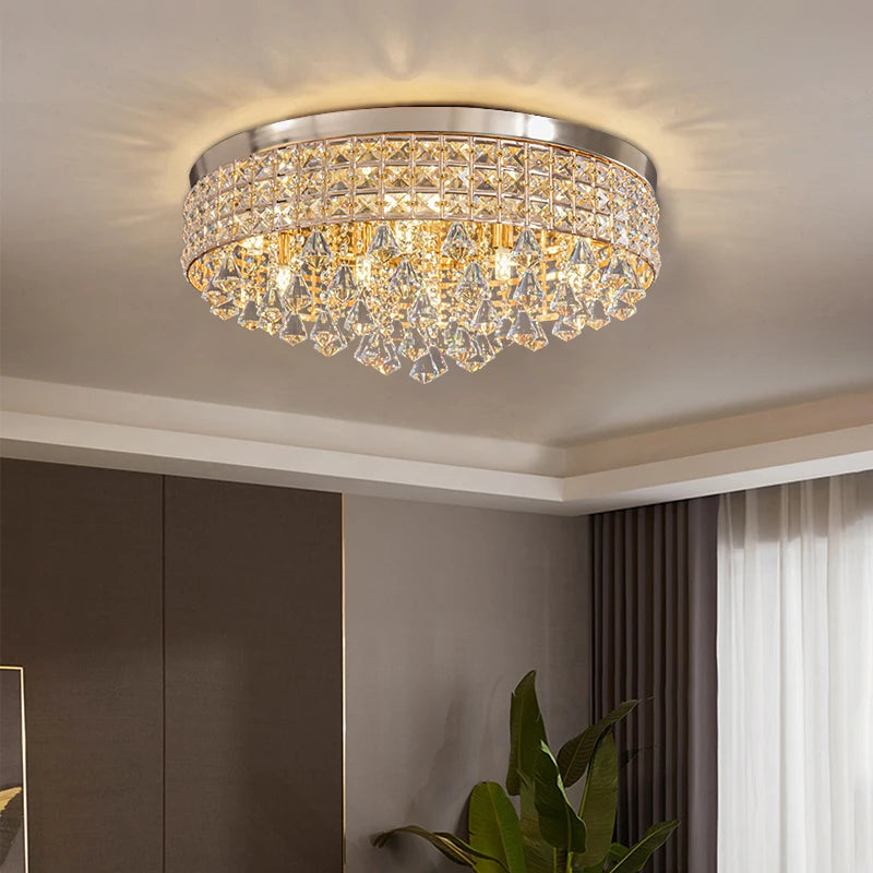 Modern LED Crystals Ceiling Lamp Living Room Decoration Bedroom Lustre Ceiling Lights Art Deco Led Chandelier Lighting Fixtures