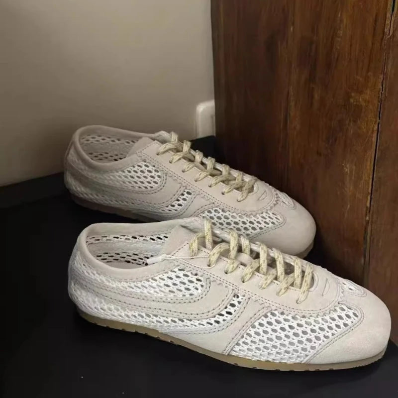 Women's Sneakers Shoes New Style Genuine Leather Retro German Training Shoes Fashionable Luxury Flat Thin Sole Shoes