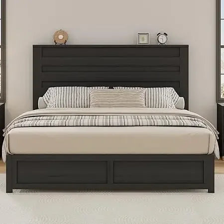 Farmhouse Bed Frame with Headboard, Platform Bed Frame with Wood Slats Support/No Box Spring Needed/Easy Assembly Customized