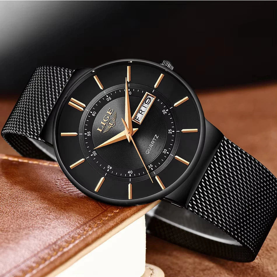 Man Watch LIGE Top Brand Luxury Waterproof Ultra Thin Date Clock Male Steel Strap Casual Quartz Mens Watches Sports Wrist Watch