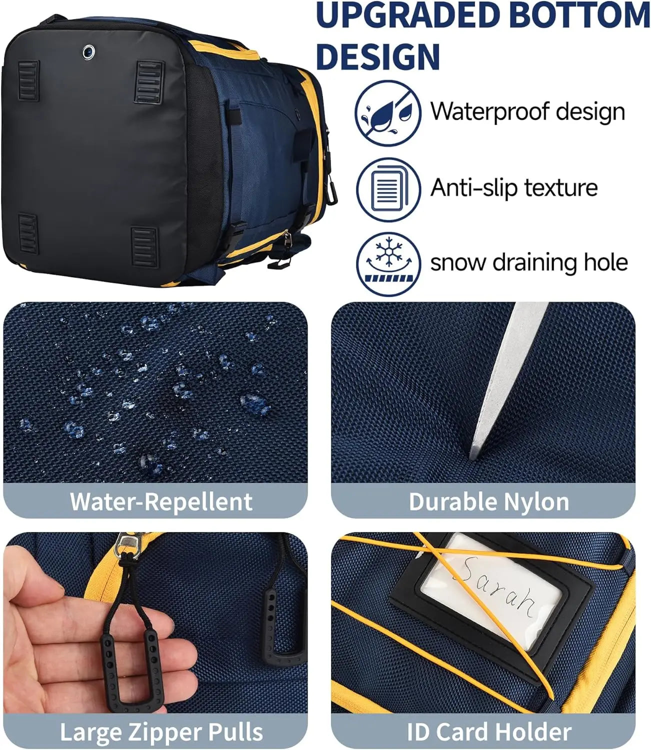 55L-70L Expandable Ski Boot Bag with Helmet Compartment – Waterproof & Durable – for Men & Women