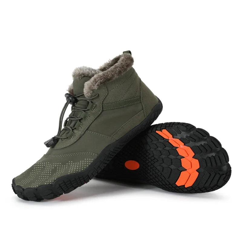 Mens Womens Snow Boots Barefoot Shoes Waterproof Wide Toe Box Shoes Minimalist Zero Drop Sole Cotton Boots Sneakers