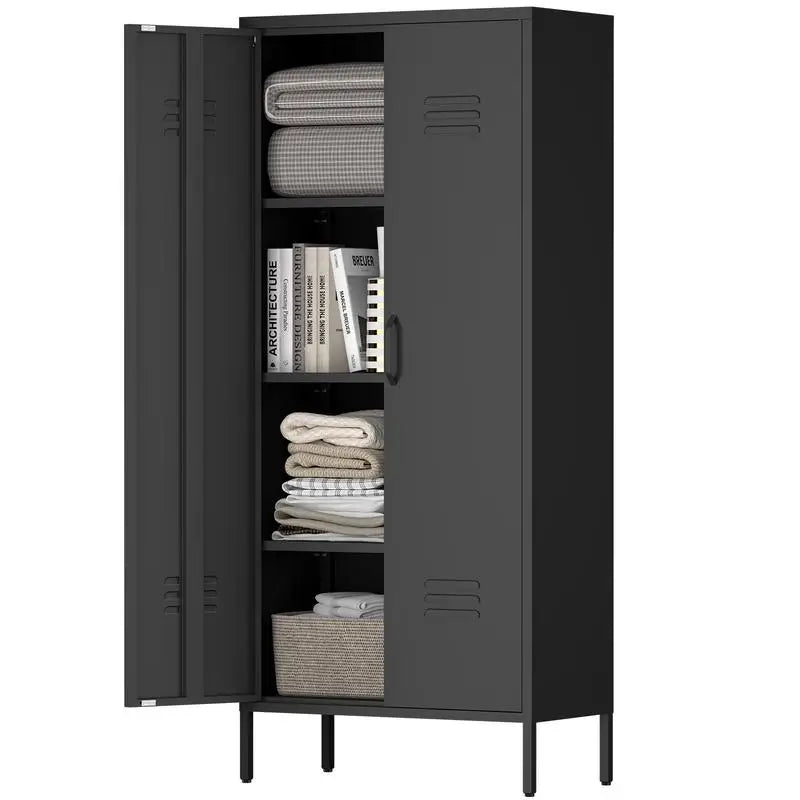Metal Storage Locker Cabinet, Adjustable Shelving, Multipurpose Freestanding Organizer for Bedroom, Bathroom, Home Office Use