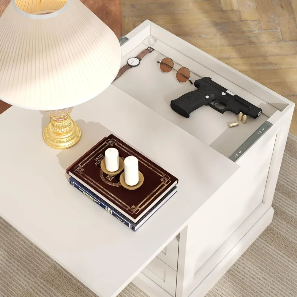 Bedside Storage Table with Drawers and Concealed Compartment