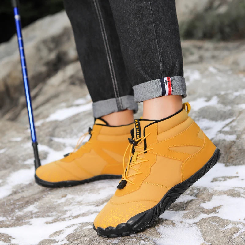 Winter Barefoot Boots Men Winter Shoes Barefoot Ankle Boots 36-46 Couple Snow Shoes Outdoor Hiking Shoes Fur Warm Plush Boots