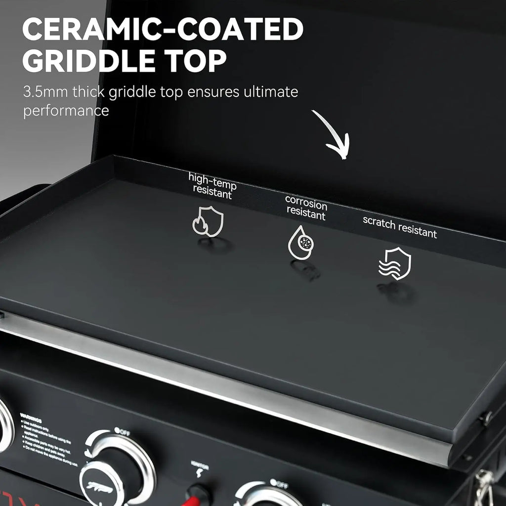 PD3001 3-Burner Propane Gas Griddle with Collapsible Stand, 23-Inch Portable Griddle with Side Table & 314 Sq. In. Cooking Area