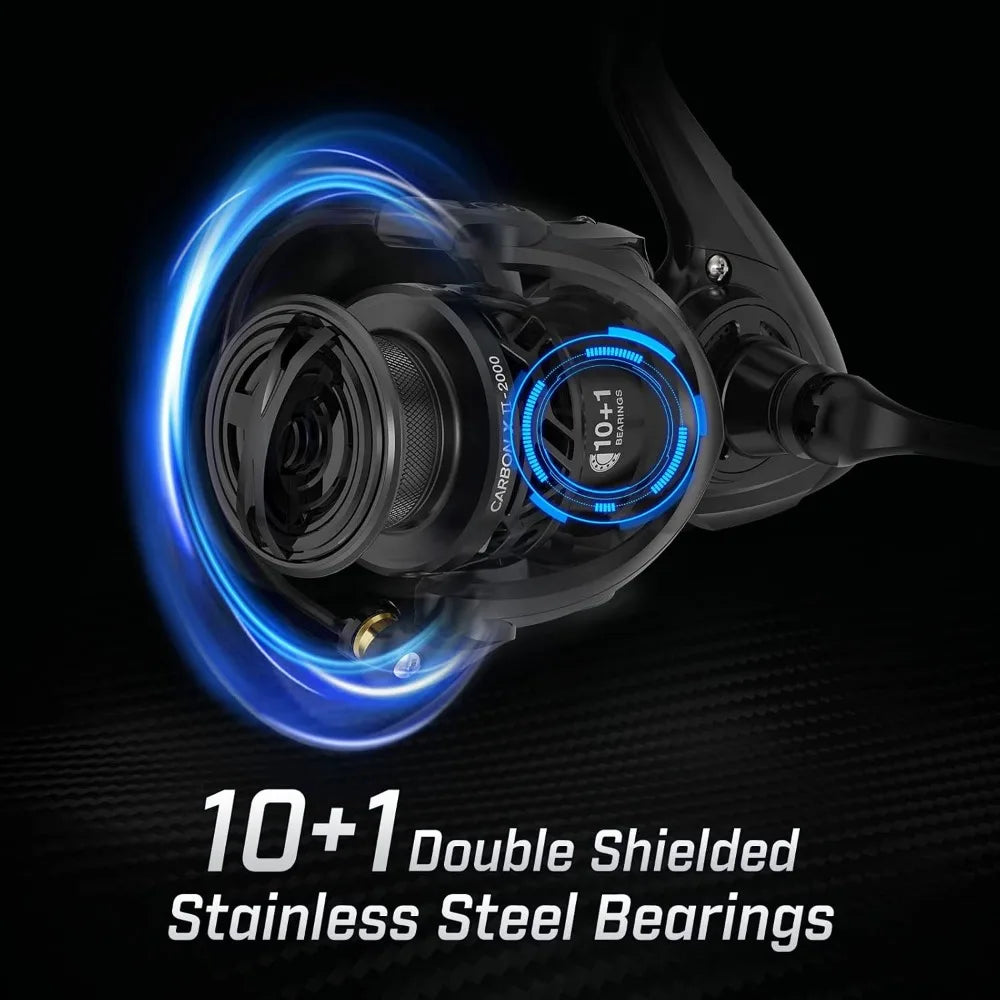 Lightweight Carbon Fiber Spinning Reel, 5.5oz, 22LBs Drag, 10+1 Bearings, Smooth for Freshwater and Saltwater Fishing