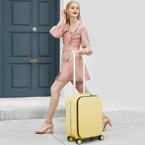 20 Inch Mixi Carry-On Suitcase with Front Laptop Pocket, Aluminum Frame Hardshell Spinner Luggage
