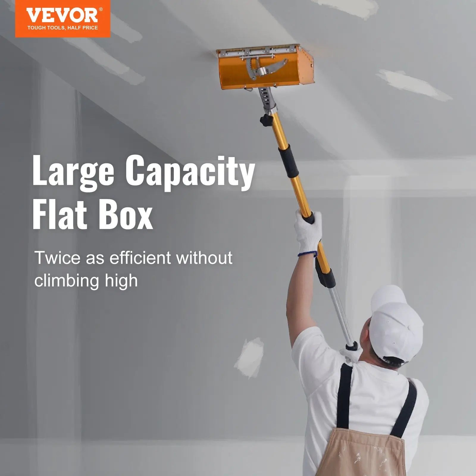 VEVOR Drywall Flat Box, 10-Inch Wide Quick Clean, Aluminum Finishing Mud Box for Plasterboard, Wallboard, Sheetrock, Bonus Mudgu