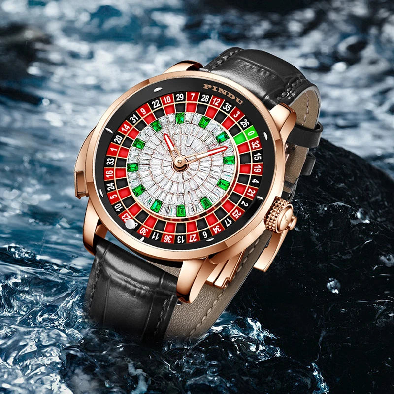 Mechanical Watches Pro Men's PINDU Watch NH35A Movement Sapphire Glass Waterproof Button Design Wristwatch Russian Roulette