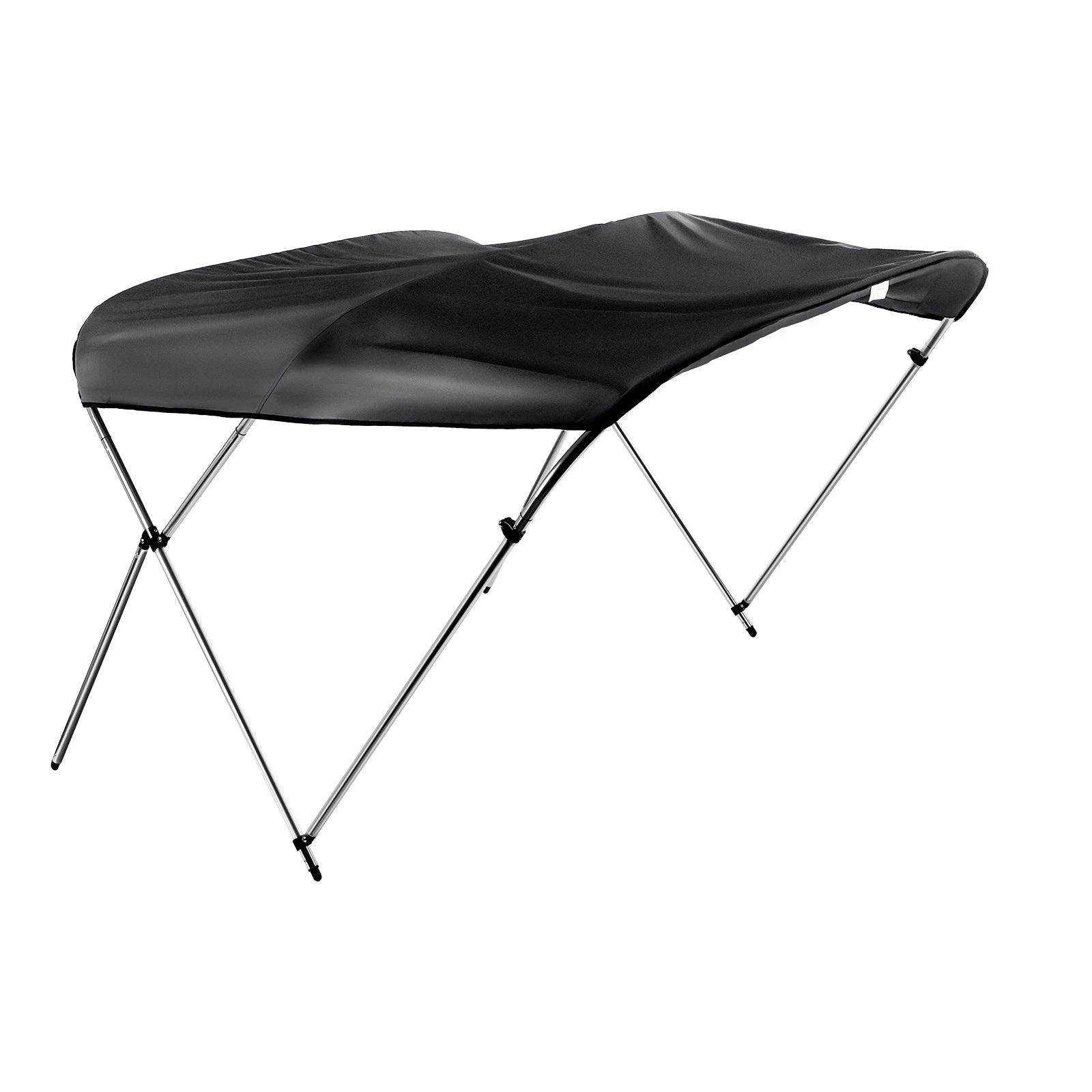 3 Bows Yacht Sunshade Top Cover with Aluminum Alloy Frame Fishing Camping Tent Sailboat Outdoor Sun Shelter Awning Cover Black