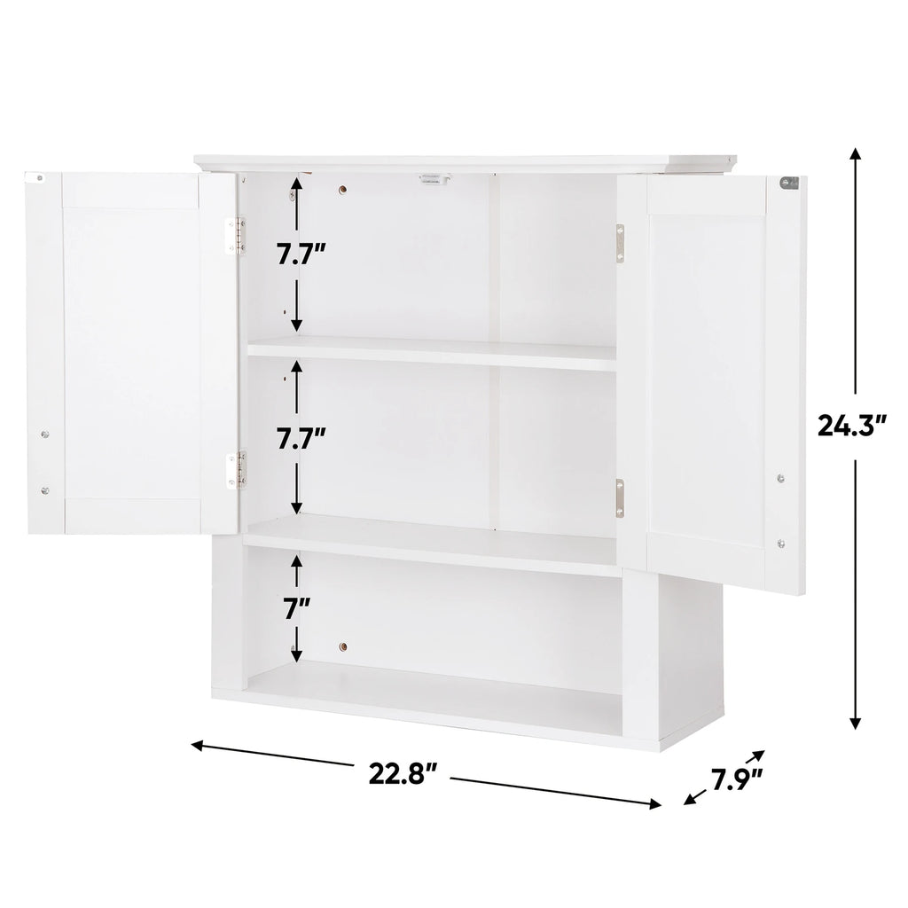 Bathroom Wall Cabinet Over Toilet Storage with 2 Doors Shelves Medicine Organizer Space Saving Bathroom Storage Cabinet