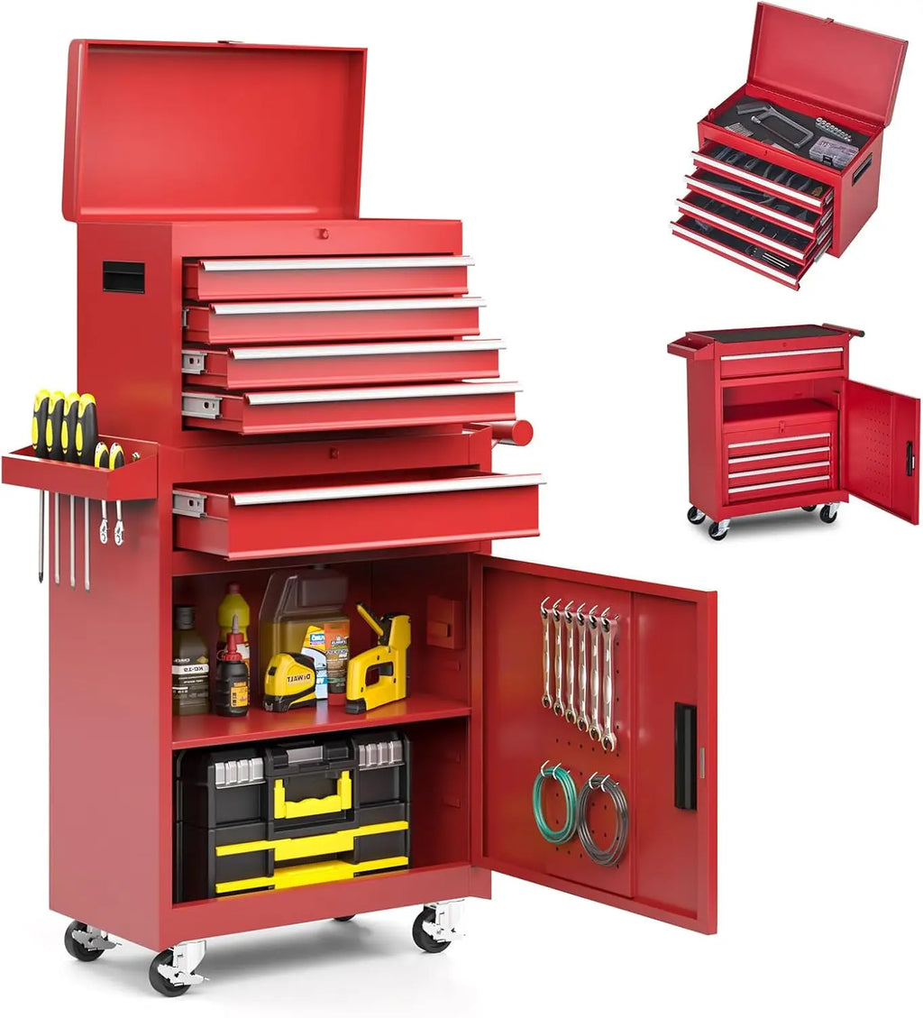 Customized.Chest,5-Drawer Rolling Tool Storage Cabinet with Enhanced Packaging, Detachable Top Tool Box, Metal Tool Cart for Gar