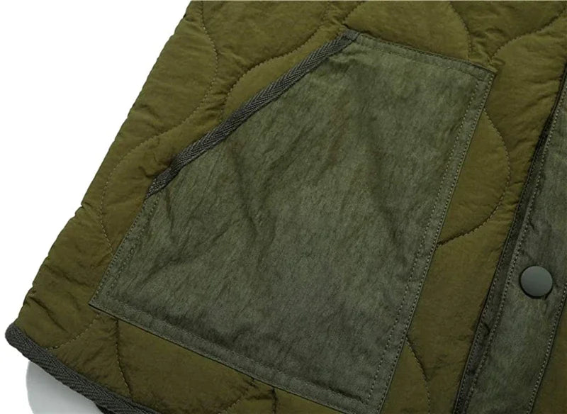 Vintage Cotton Padded Vest Mens Sleeveless Quilted Jacket Thick Warm Casual Working Outerwear Men Autumn Winter