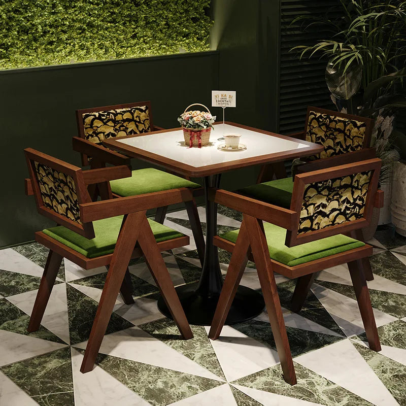 Retro Western Restaurant Bar Commercial Dining Table and Chair Combination Restaurant Solid Wood Table Chair Commercial