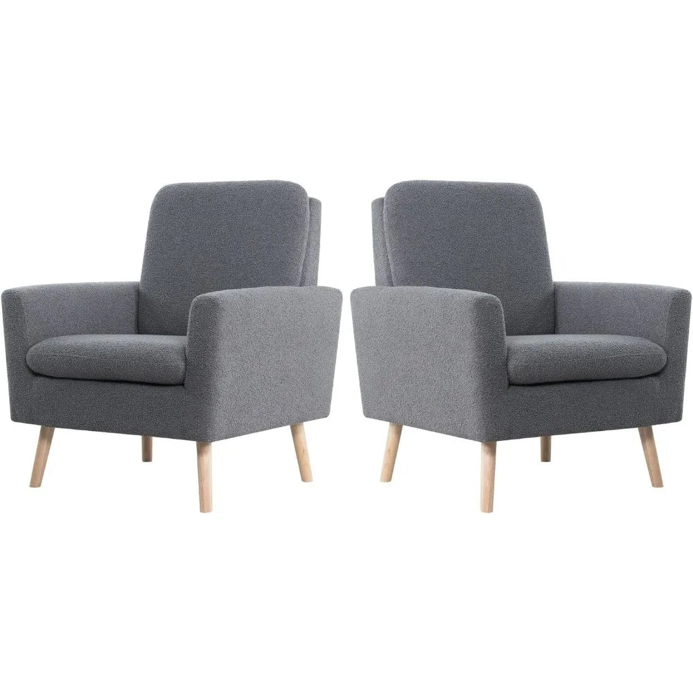 Mid-Century Modern Chair, Durable Wood Frame Accent Chairs for Living Room, Soft Teddy Fleece Accent Chair,Customized