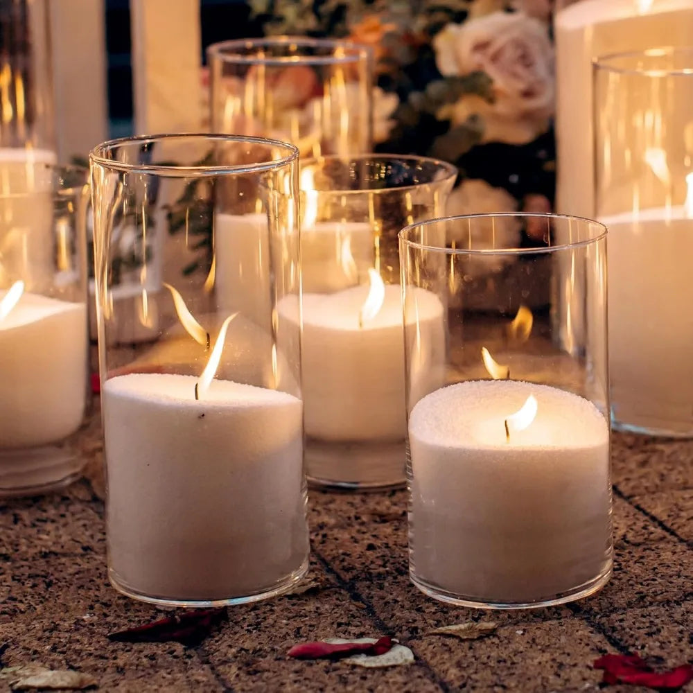 Clear Glass Cylinder Vases Set of 18, 6 Sizes, Ideal for Floating Candles, Pillar Flowers, Wedding Centerpieces, and Decorative