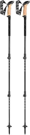 Black Series Carbon Adjustable Lightweight Walking Poles for Trekking & Hiking