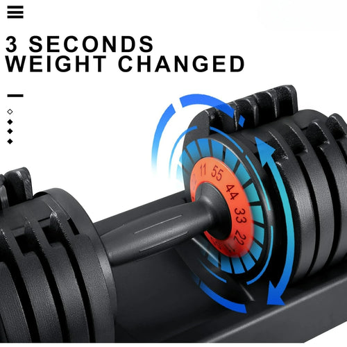 25/55 lbs Dumbbell Set, Anti-Slip Fast Adjust Turning Handle, Adjustable for Men and Women, Pair for Home Gym Exercise