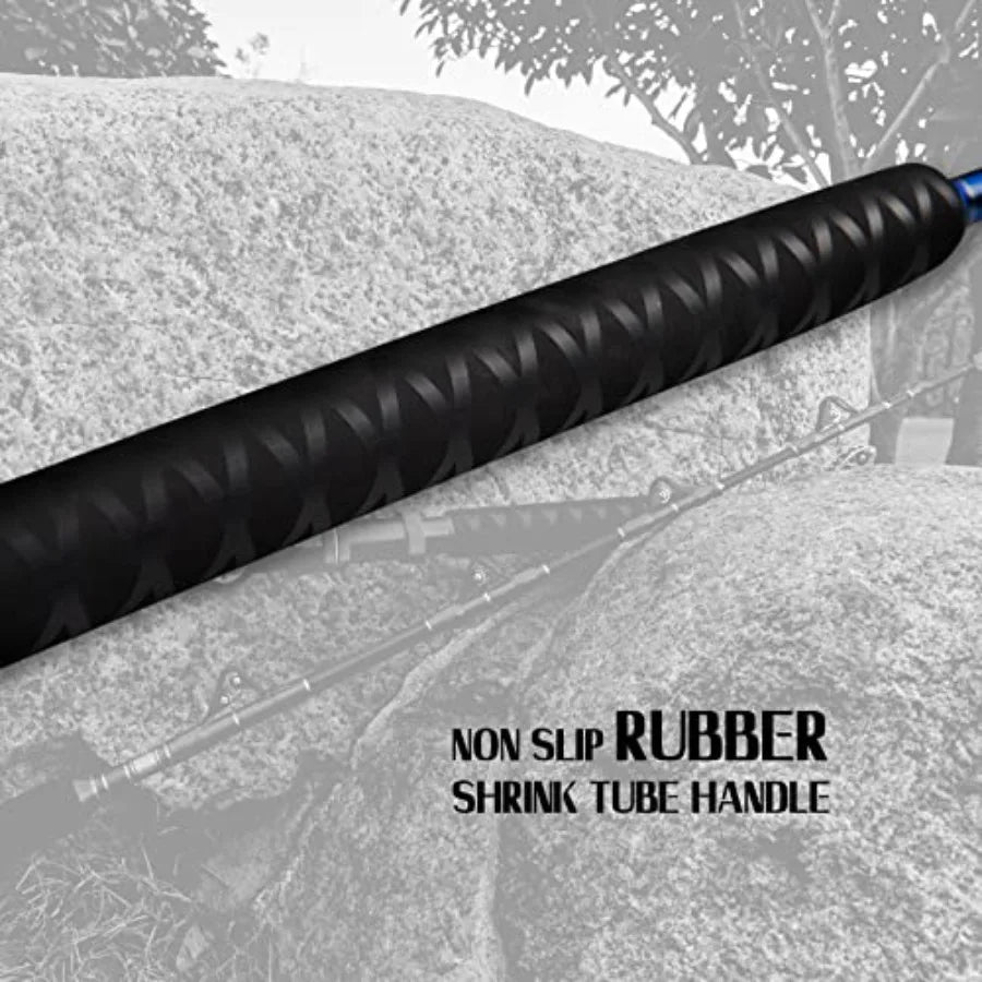2Piece Saltwater Offshore Heavy Bent Straight Butt Trolling Rod Fishing Roller Rod Conventional Boat Deep Sea Fishing P