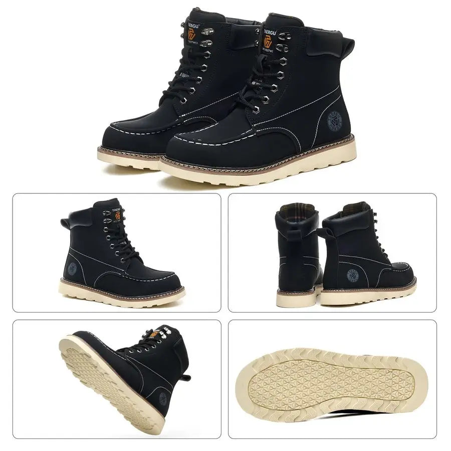 Toe Boots for Men6 Inch Moc Toe Safety Work Boots NonSlip Resistant Indestructible Construction Western Boot Mens Steel Toes Sho