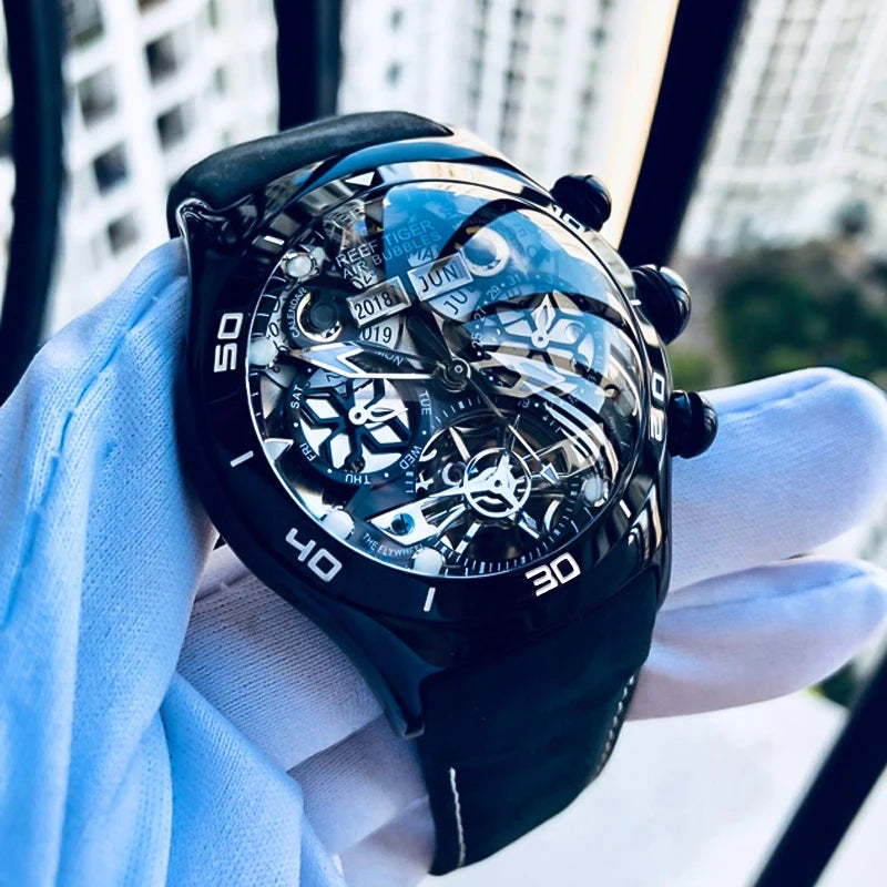 reef tiger brand men's fully automatic mechanical watch, business men's watch, personalized and fashionable men's sports watch