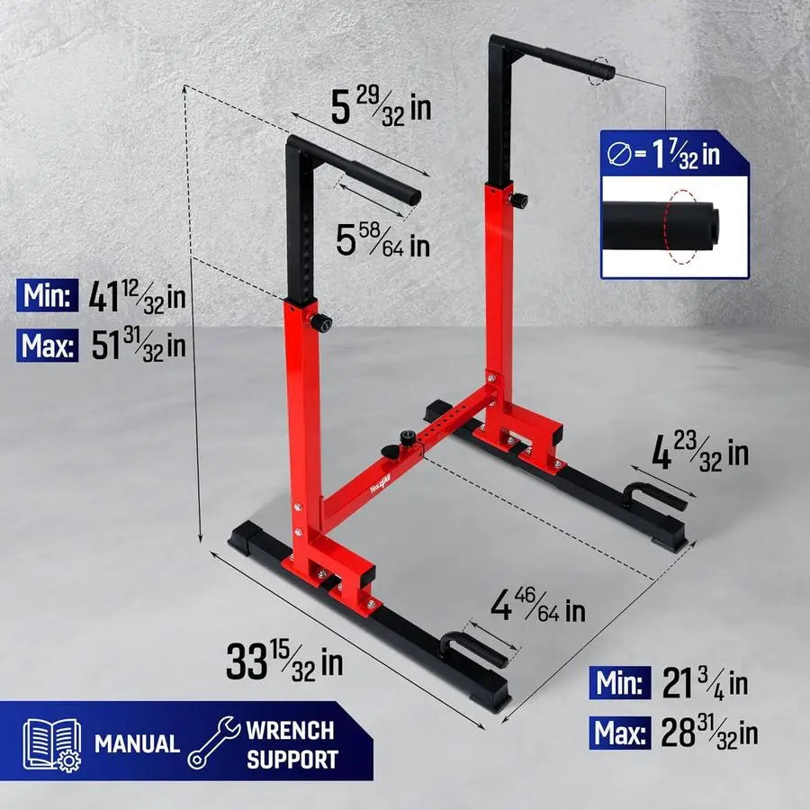 Dip Stand 500 LBS Capacity, 80 Levels Adjustable Dip Bars, Dip Station Machine for Home Gym