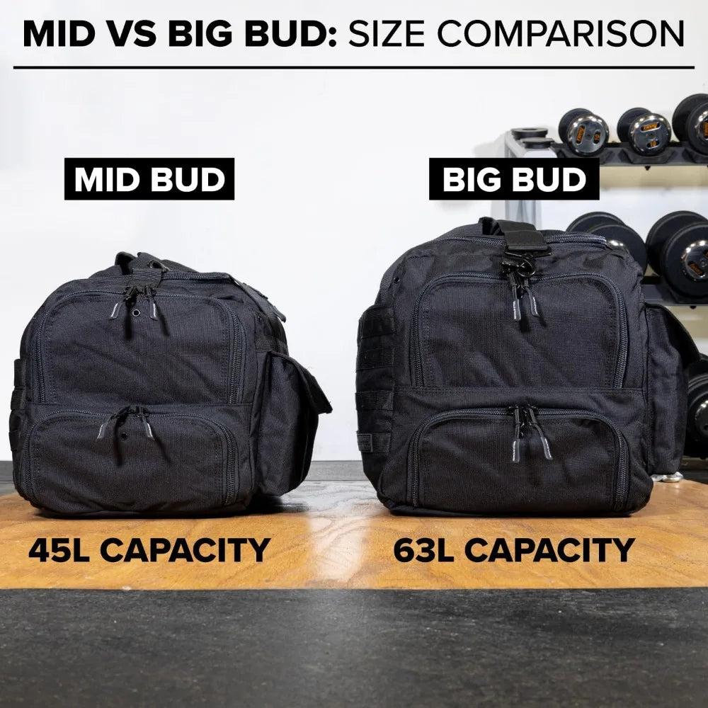 Heavy Duty 1000D Nylon Duffel Portable outdoor exercise travel fitness Bag (Black - Big Bud)
