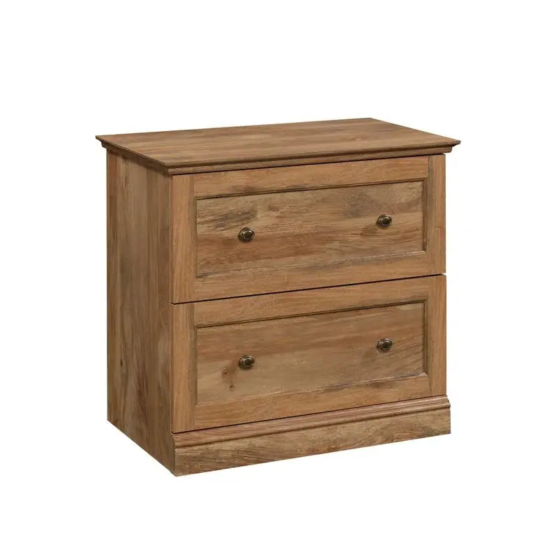 Lateral File Cabinet, Brown Finish, 2 Drawer, Durable, Office Storage Solution, Modern Design, Stylish Organization for Home or