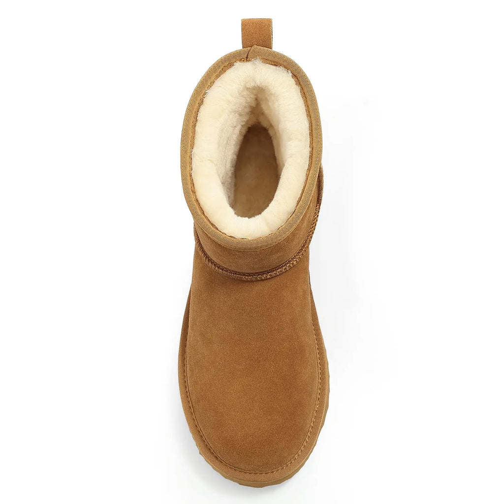 Evshine Winter Mini Snow Boots For Women Plush Lined Warm Suede Snow Boots Comfy Fuzzy Boots Fur Home Ankle Boots Lady Snow Boot