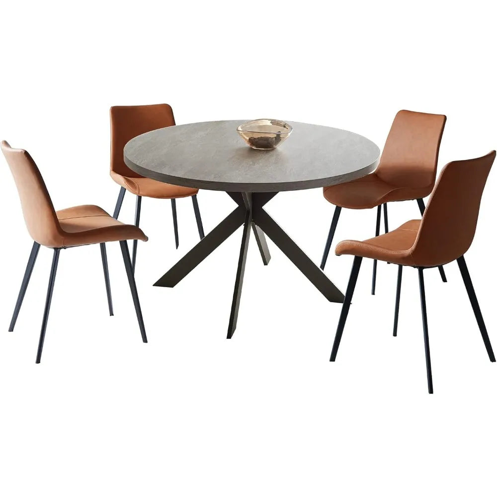 47" Round Dining Table Set, Mid Century Modern Round Dining Table for 4-6 Person, Steel Legs,Leisure Coffee Table for,Customized