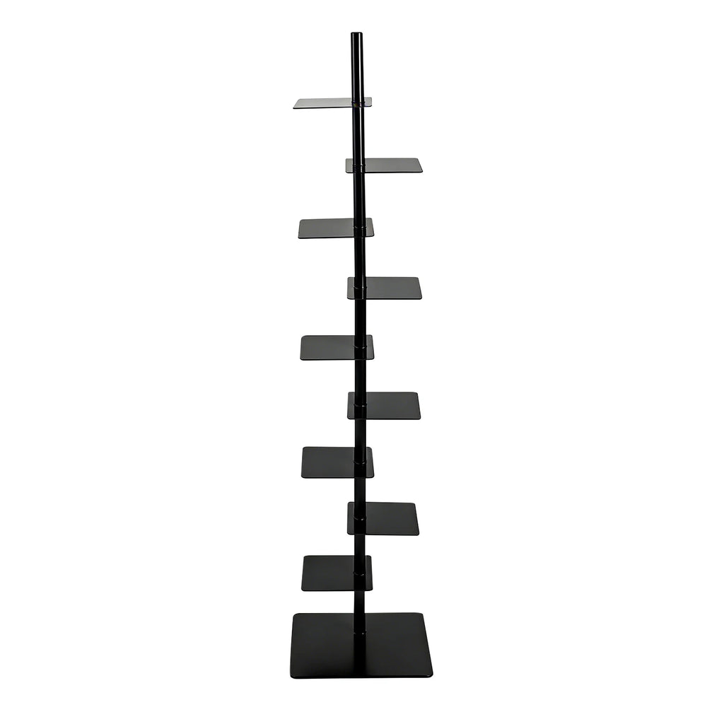Metal Spine Bookshelf 9-Tier Metal Vertical Bookshelf DIY Spine Book Tower, 67" H Vertical Spine Book Tower