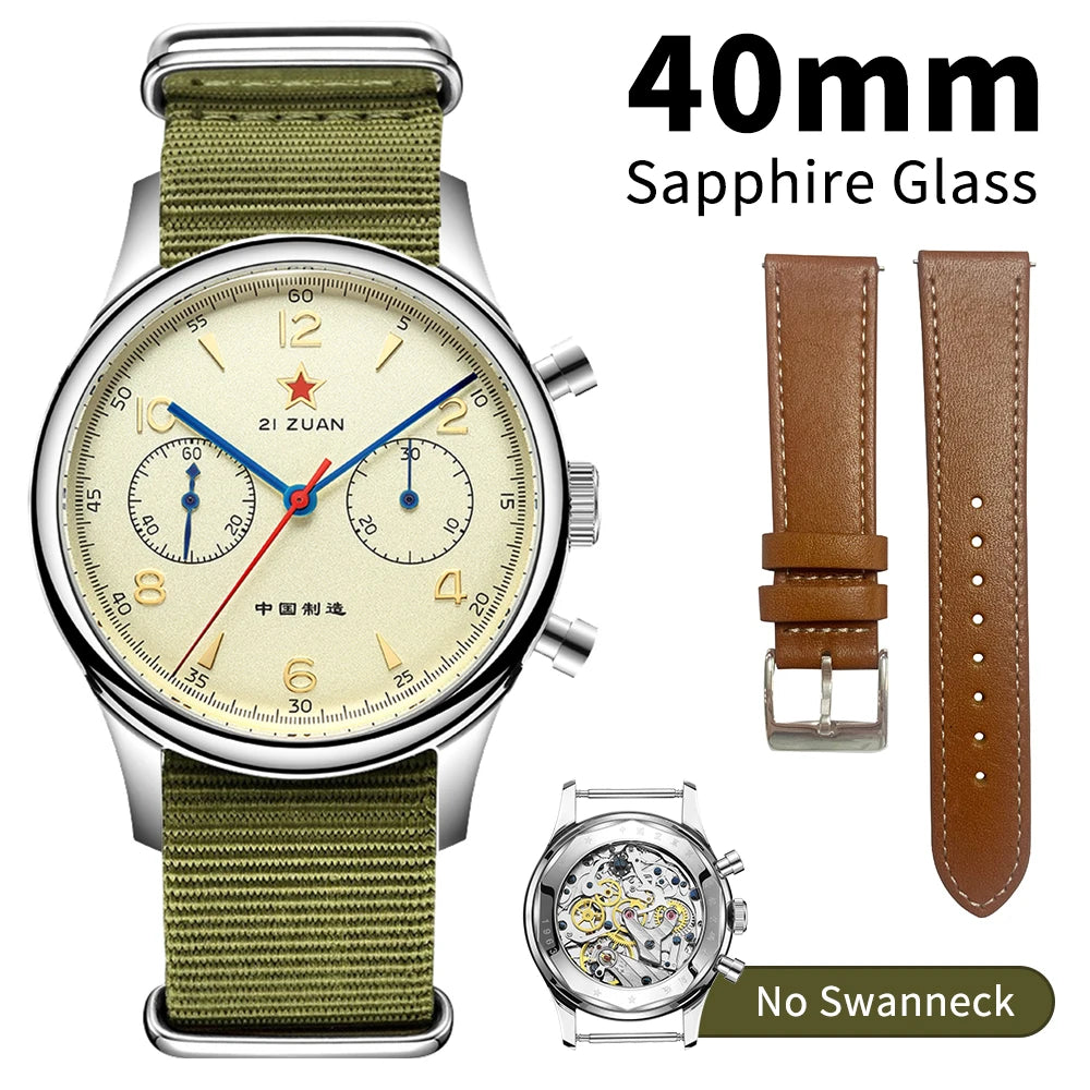 Seakoss 38mm 40mm Men's 1963 Chronograph Acrylic Sapphire Glass With Seagull ST19 Hand Winding Movement Male Mechanical Watches
