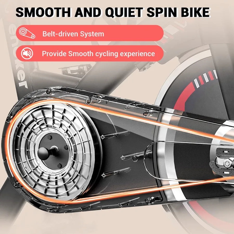 Exercise Bike for Home Fitness: App Supported Indoor Stationary Bike with Silent Belt Drive Heavy Flywheel MultiGrips Handlebar