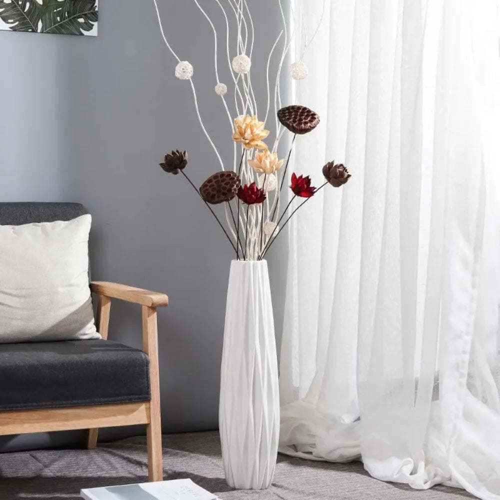 Large Decorative Ceramic Floor Vase 24 Inches Tall for Home Living Room Centerpieces, Table Decor, and Shelves
