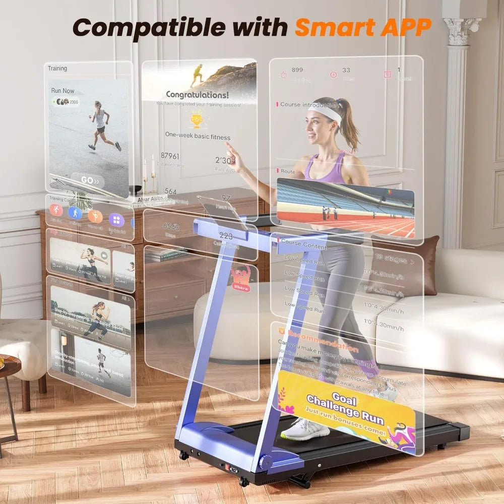 Compact 4-in-1 Folding Treadmill with Incline for Home Fitness, Supporting 300 LBS, Ideal for Small Spaces with Hand Controls