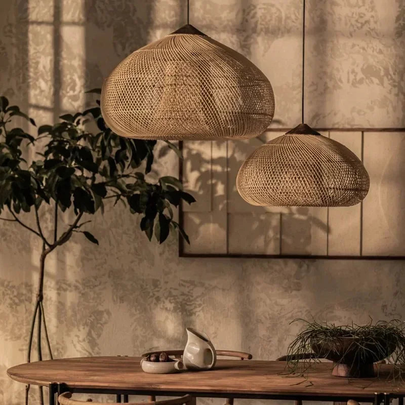 Designer Pendant Lamps Vintage Handmade Rattan Led Light Japanes Style Lighting for Kitchen Island Loft Dining Room