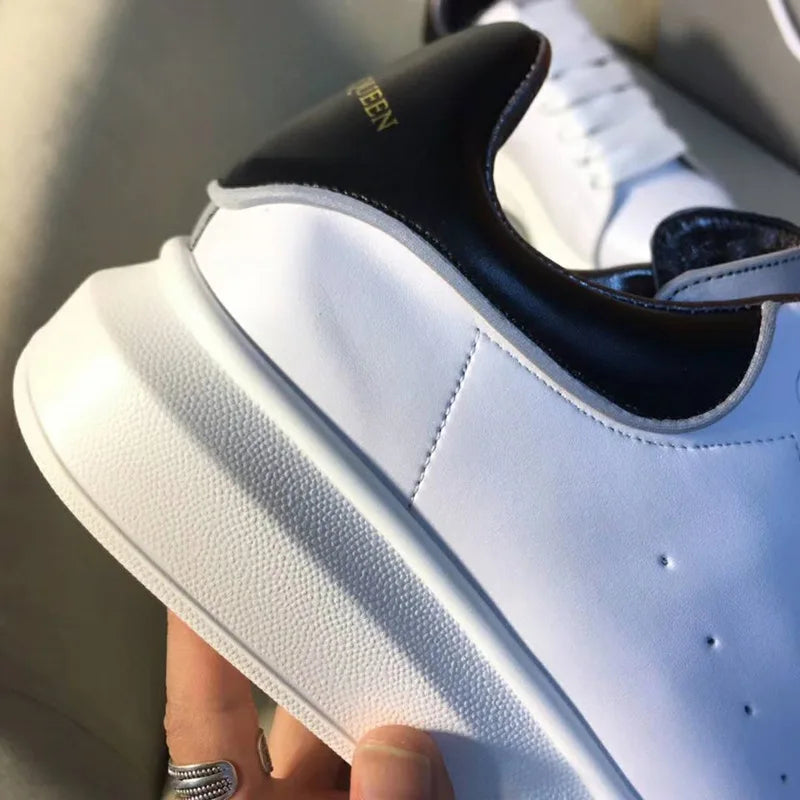 Platform White Sneakers for Women - Leather Chunky Sole Shoes, Spring Casual Fashion Sneaker, Elevator Shoes Comfortable Daily